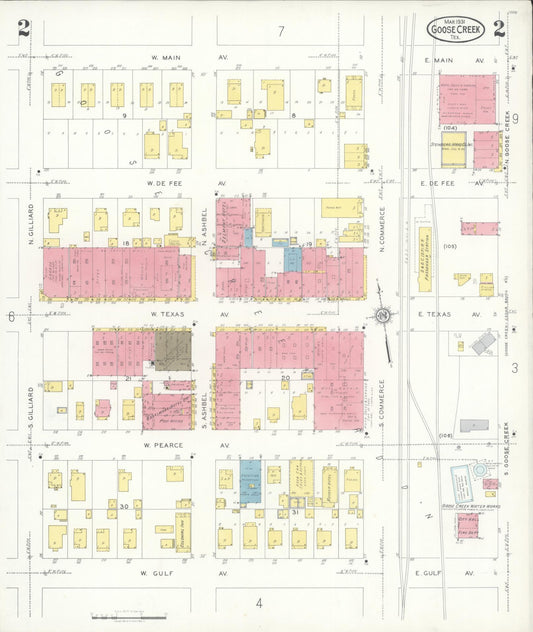 Sanborn Fire Insurance Map from Goose Creek, Harris County, Texas (1931), Sheet #0002 - Historic Sanborn Fire Insurance Map Print, vintage old map wall art, antique decor, genealogy gift, Texas Texas map