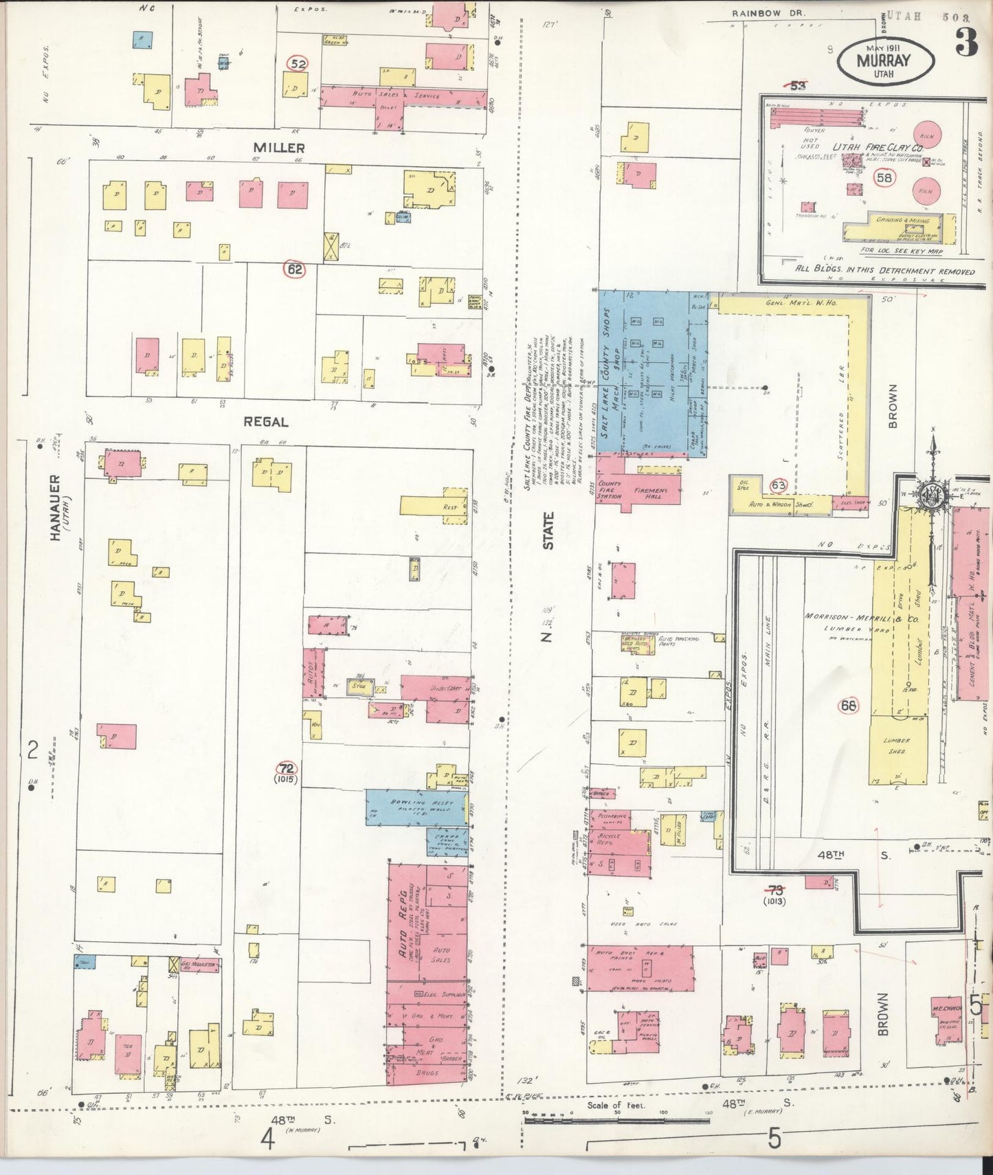 Sanborn Fire Insurance Map from Murray, Salt Lake County, Utah (1942), Sheet #0003 - Complete Map Set gallery image, historic Sanborn map, vintage wall art, Utah Utah