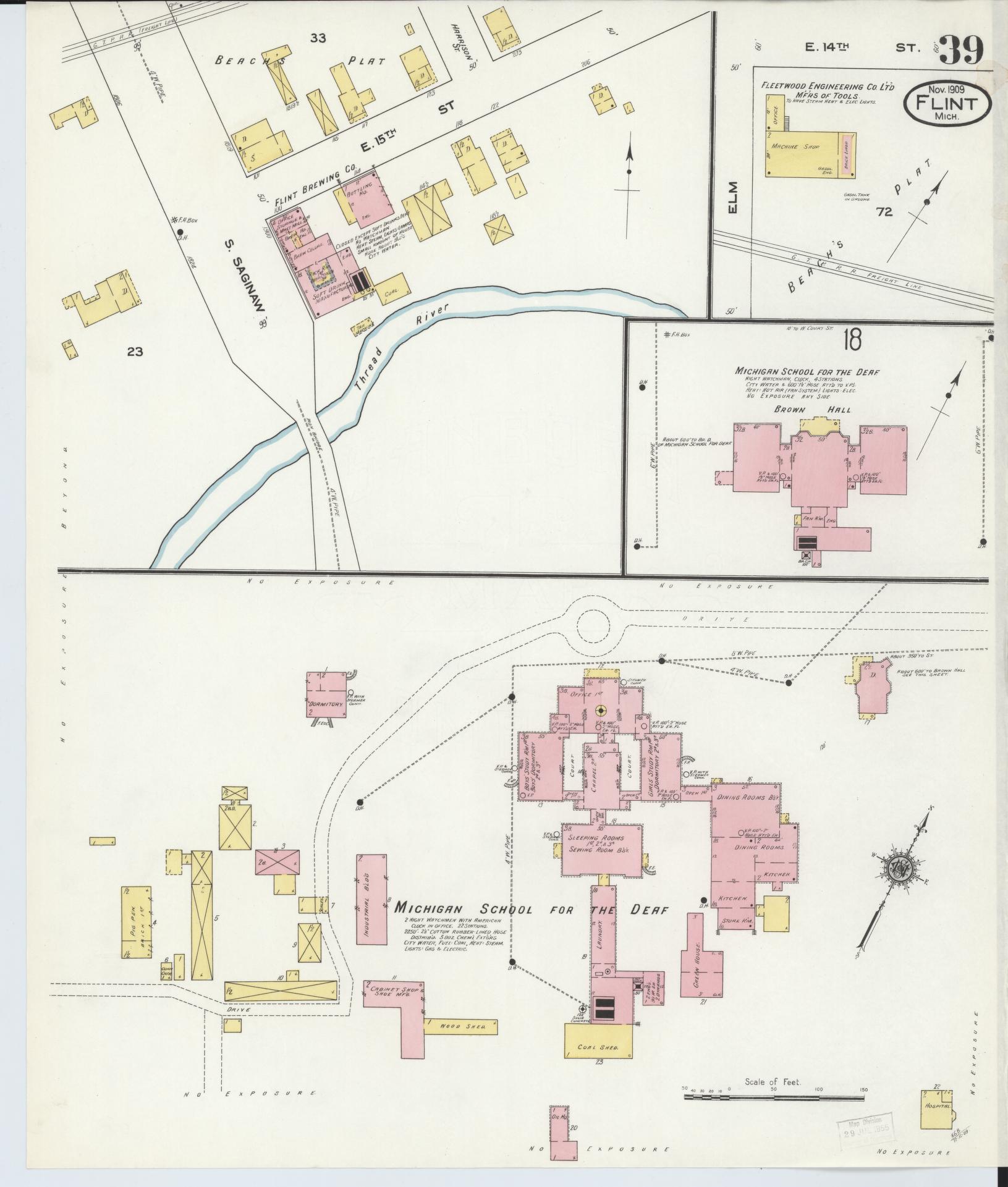 Sanborn Fire Insurance Map from Flint, Genesee County, Michigan (1909), Sheet #0039 - Complete Map Set gallery image, historic Sanborn map, vintage wall art, Michigan Michigan