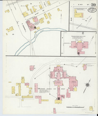 Sanborn Fire Insurance Map from Flint, Genesee County, Michigan (1909), Sheet #0039 - Complete Map Set gallery image, historic Sanborn map, vintage wall art, Michigan Michigan