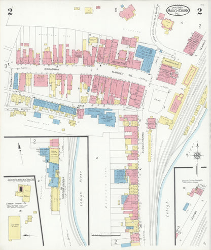Sanborn Fire Insurance Map from Mauch Chunk, Carbon County, Pennsylvania (1930), Sheet #0002 - Historic Sanborn Fire Insurance Map Print, vintage old map wall art, antique decor, genealogy gift, Pennsylvania Pennsylvania map