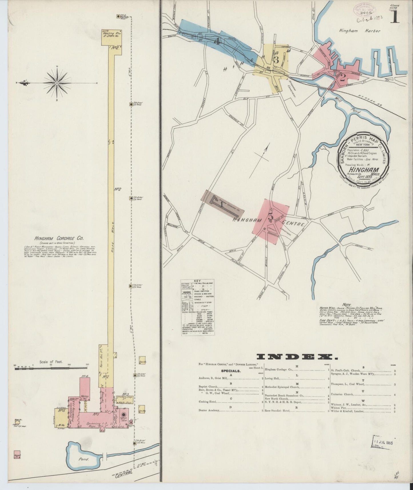 Sanborn Fire Insurance Map from Hingham, Plymouth County, Massachusetts (1893), Sheet #0001 - Complete Map Set gallery image, historic Sanborn map, vintage wall art, Massachusetts Massachusetts