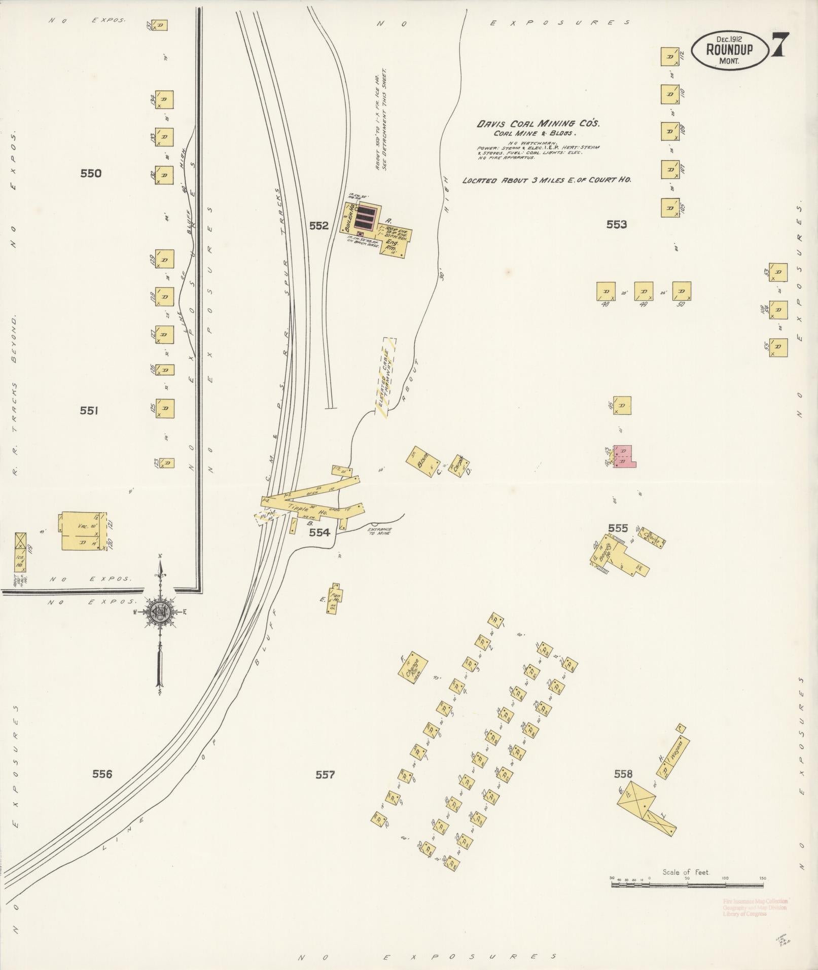 Sanborn Fire Insurance Map from Roundup, Musselshell County, Montana (1912), Sheet #0007 - Historic Sanborn Fire Insurance Map Print, vintage old map wall art, antique decor, genealogy gift, Montana Montana map