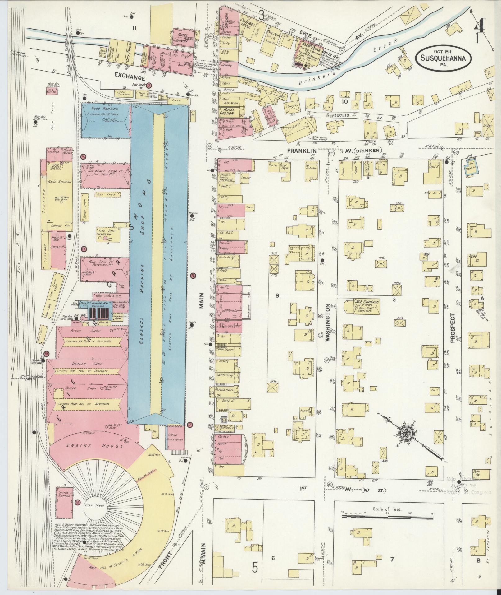Sanborn Fire Insurance Map from Susquehanna, Susquehanna County, Pennsylvania (1911), Sheet #0004 - Complete Map Set gallery image, historic Sanborn map, vintage wall art, Pennsylvania Pennsylvania