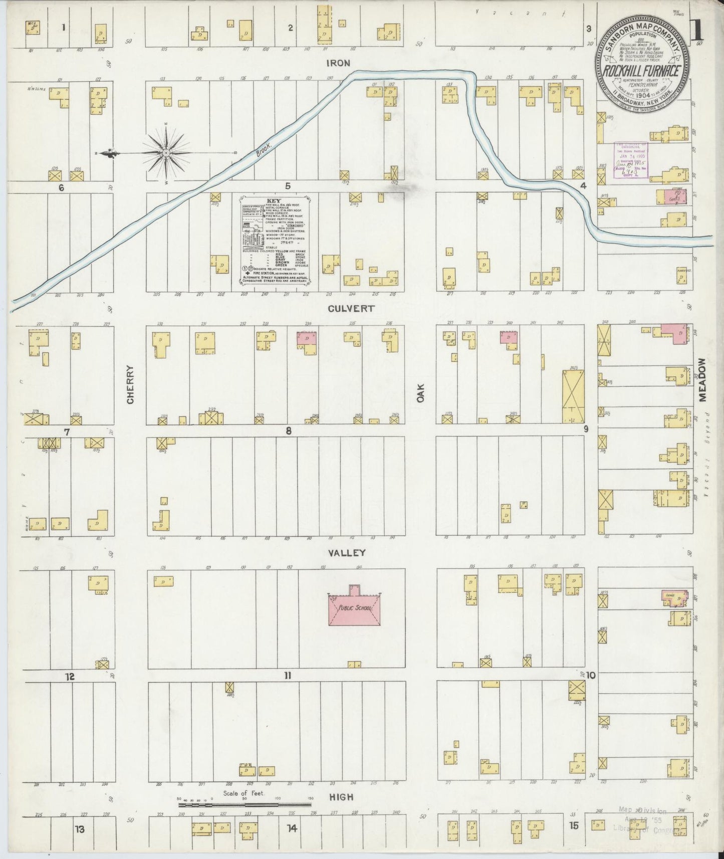 Sanborn Fire Insurance Map from Rockhill Furnace, Huntingdon County, Pennsylvania (1904), Sheet #0001 - Complete Map Set gallery image, historic Sanborn map, vintage wall art, Pennsylvania Pennsylvania