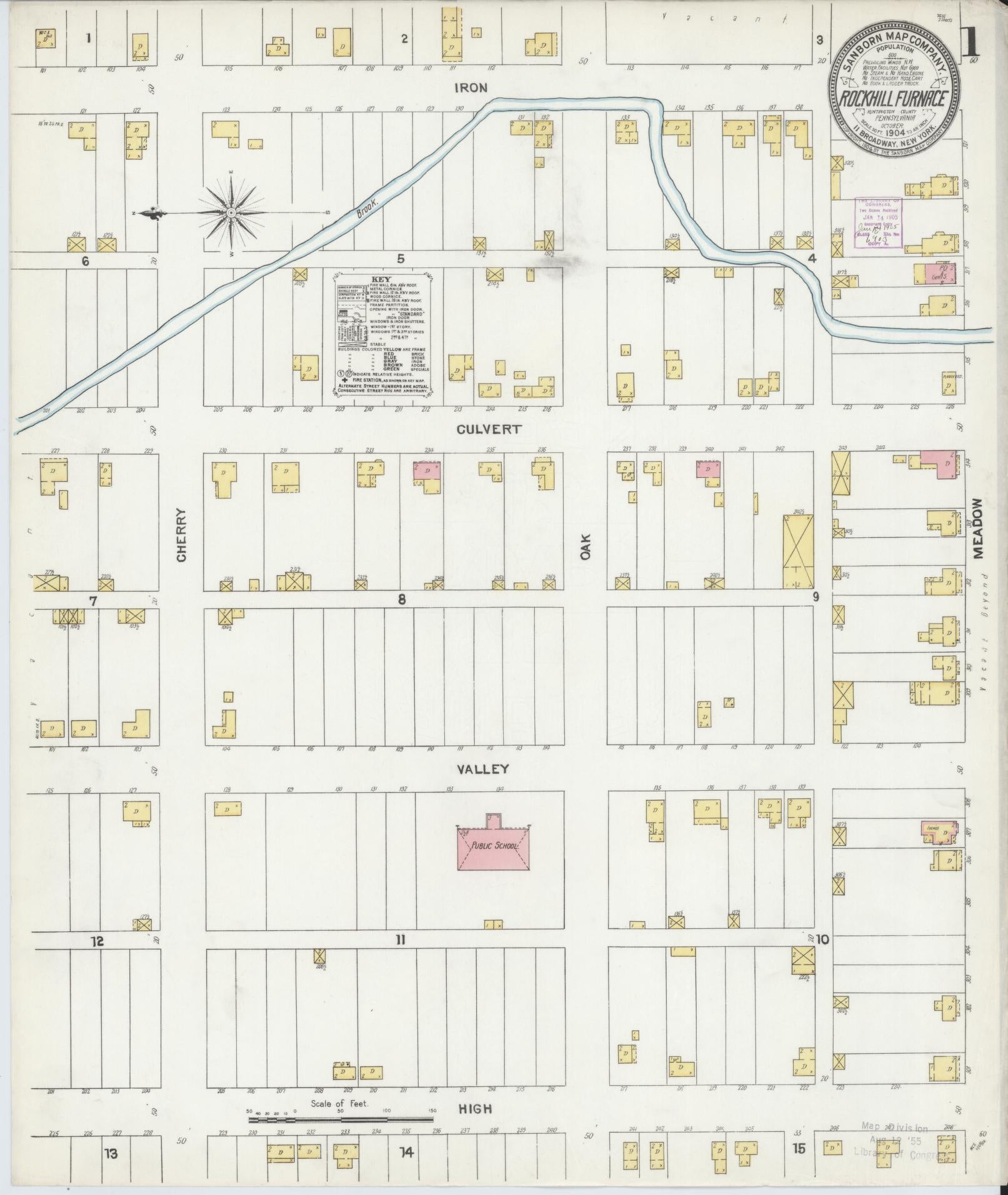 Sanborn Fire Insurance Map from Rockhill Furnace, Huntingdon County, Pennsylvania (1904), Sheet #0001 - Complete Map Set gallery image, historic Sanborn map, vintage wall art, Pennsylvania Pennsylvania