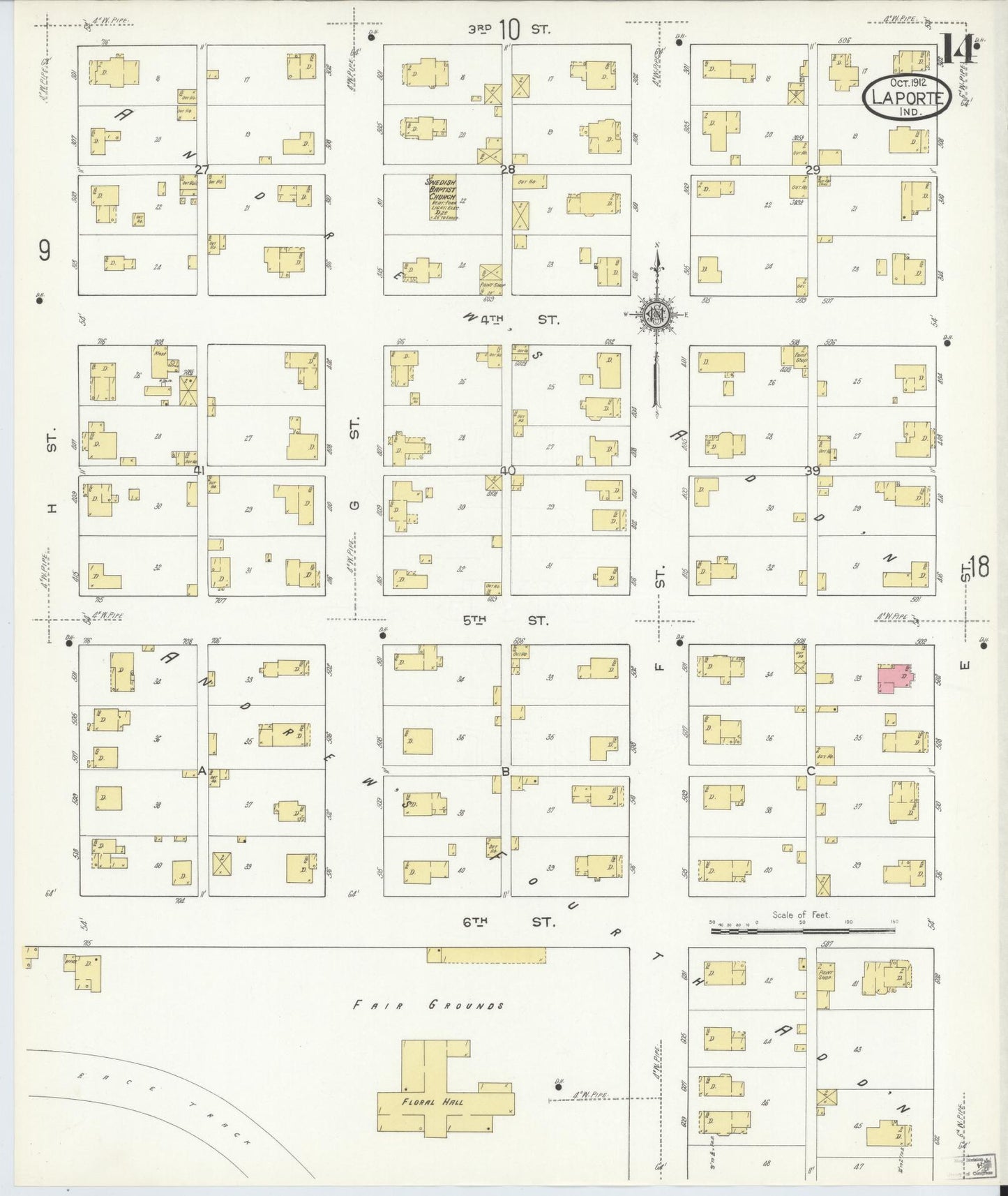Sanborn Fire Insurance Map from La Porte, La Porte County, Indiana (1912), Sheet #0014 - Complete Map Set gallery image, historic Sanborn map, vintage wall art, Indiana Indiana