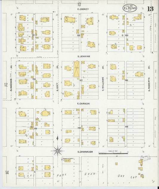 Sanborn Fire Insurance Map from El Reno, Canadian County, Oklahoma (1904), Sheet #0013 - Historic Sanborn Fire Insurance Map Print, vintage old map wall art, antique decor, genealogy gift, Oklahoma Oklahoma map