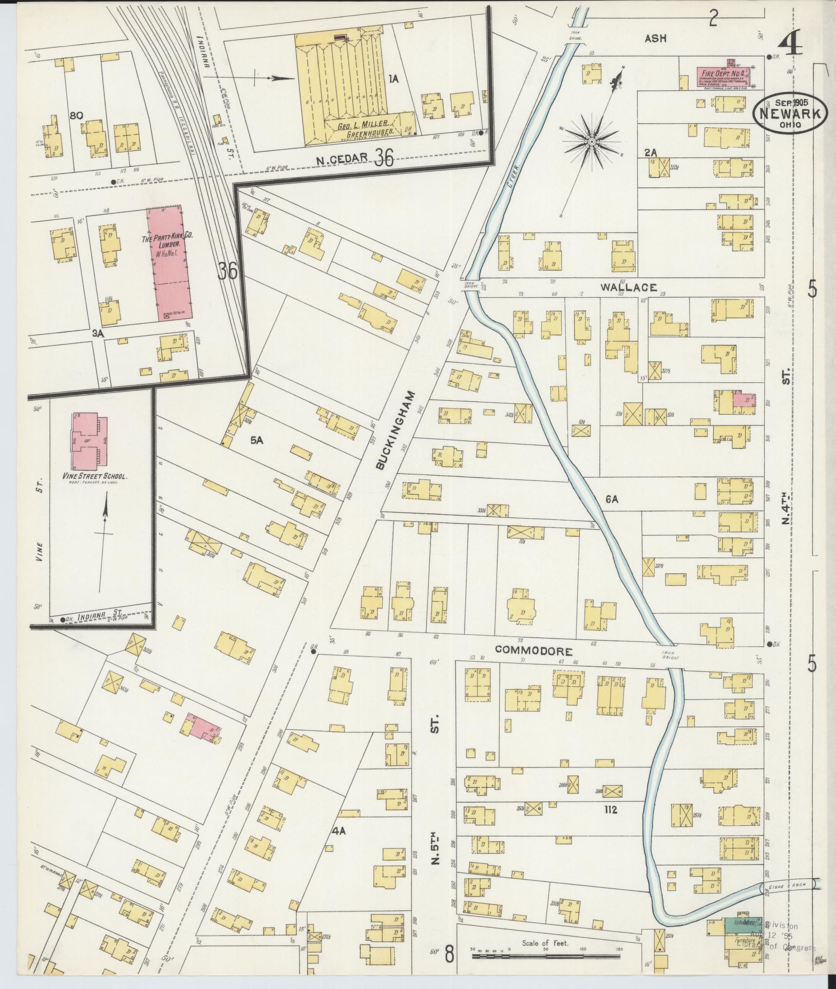 Sanborn Fire Insurance Map from Newark, Licking County, Ohio (1905), Sheet #0004 - Complete Map Set gallery image, historic Sanborn map, vintage wall art, Ohio Ohio