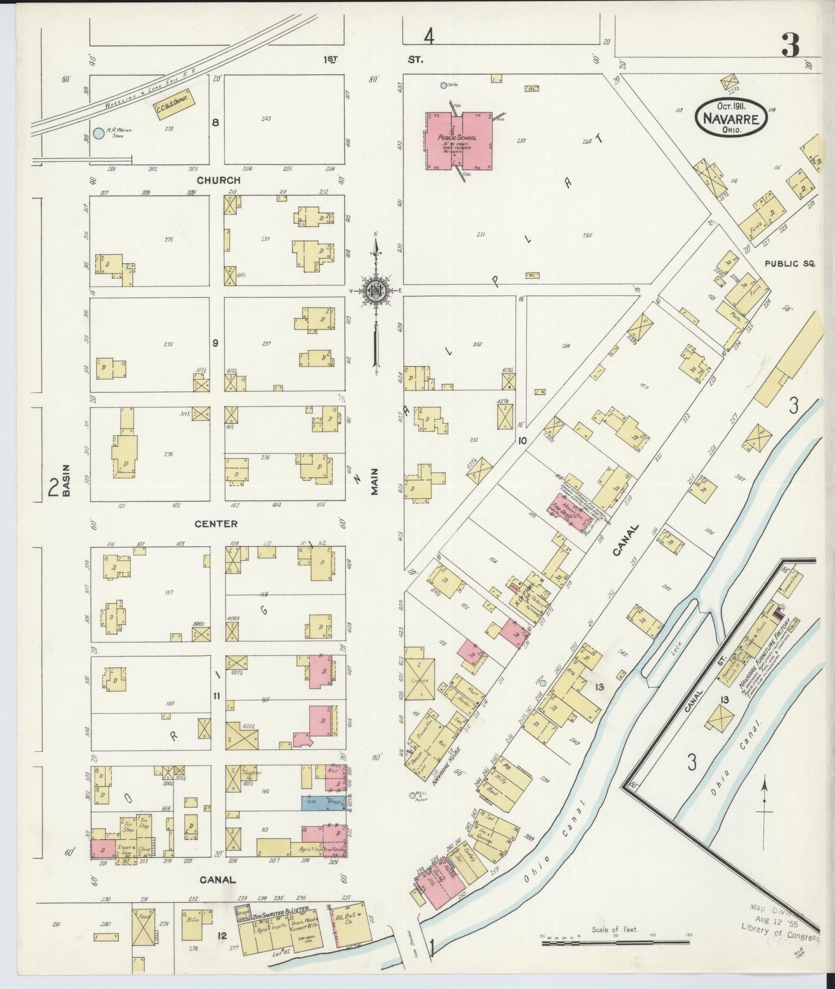 Sanborn Fire Insurance Map from Navarre, Stark County, Ohio (1911), Sheet #0003 - Historic Sanborn Fire Insurance Map Print, vintage old map wall art, antique decor, genealogy gift, Ohio Ohio map