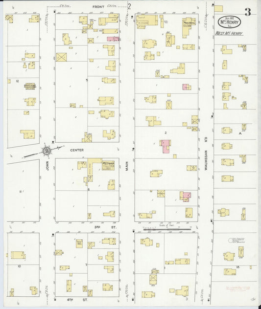 Sanborn Fire Insurance Map from McHenry, McHenry County, Illinois (1912), Sheet #0003 - Historic Sanborn Fire Insurance Map Print, vintage old map wall art, antique decor, genealogy gift, Illinois Illinois map