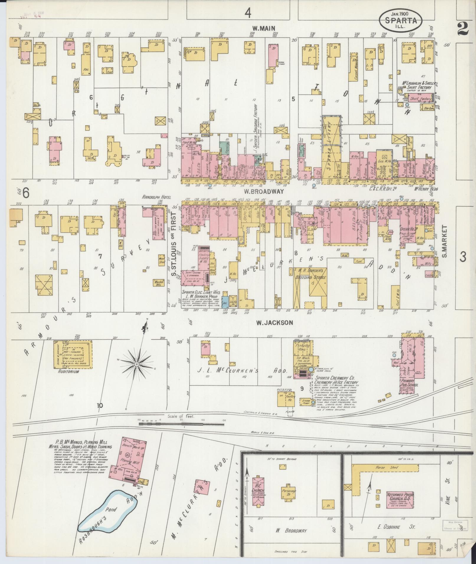 Sanborn Fire Insurance Map from Sparta, Randolph County, Illinois (1900), Sheet #0002 - Complete Map Set gallery image, historic Sanborn map, vintage wall art, Illinois Illinois