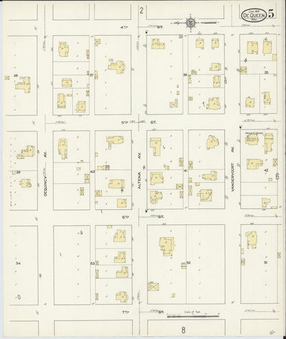 Sanborn Fire Insurance Map from De Queen, Sevier County, Arkansas (1914), Sheet #0005 - Complete Map Set gallery image, historic Sanborn map, vintage wall art, Arkansas Arkansas