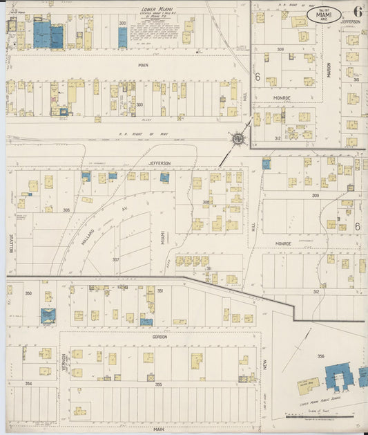 Sanborn Fire Insurance Map from Miami, Gila County, Arizona (1917), Sheet #0006 - Historic Sanborn Fire Insurance Map Print, vintage old map wall art, antique decor, genealogy gift, Arizona Arizona map