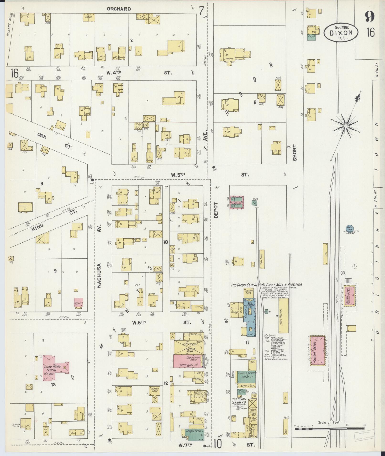 Sanborn Fire Insurance Map from Dixon, Lee County, Illinois (1902), Sheet #0009 - Complete Map Set gallery image, historic Sanborn map, vintage wall art, Illinois Illinois