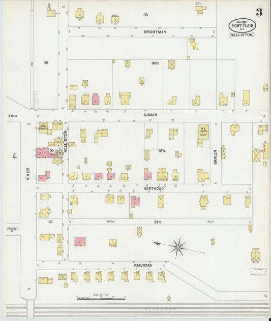 Sanborn Fire Insurance Map from Fort Plain, Montgomery County, New York (1901), Sheet #0003 - Historic Sanborn Fire Insurance Map Print, vintage old map wall art, antique decor, genealogy gift, New York New York map