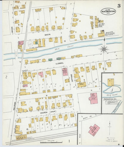 Sanborn Fire Insurance Map from Newcomerstown, Tuscarawas County, Ohio (1901), Sheet #0003 - Complete Map Set gallery image, historic Sanborn map, vintage wall art, Ohio Ohio