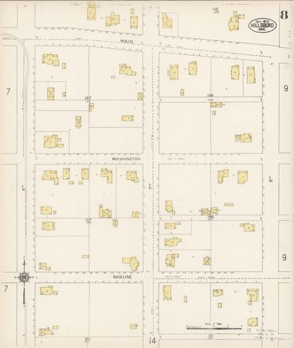 Sanborn Fire Insurance Map from Hillsboro, Washington County, Oregon (1912), Sheet #0008 - Complete Map Set gallery image, historic Sanborn map, vintage wall art, Oregon Oregon
