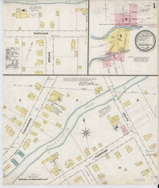 Sanborn Fire Insurance Map from Addison, Steuben County, New York (1888), Sheet #0001 - Complete Map Set gallery image, historic Sanborn map, vintage wall art, New York New York