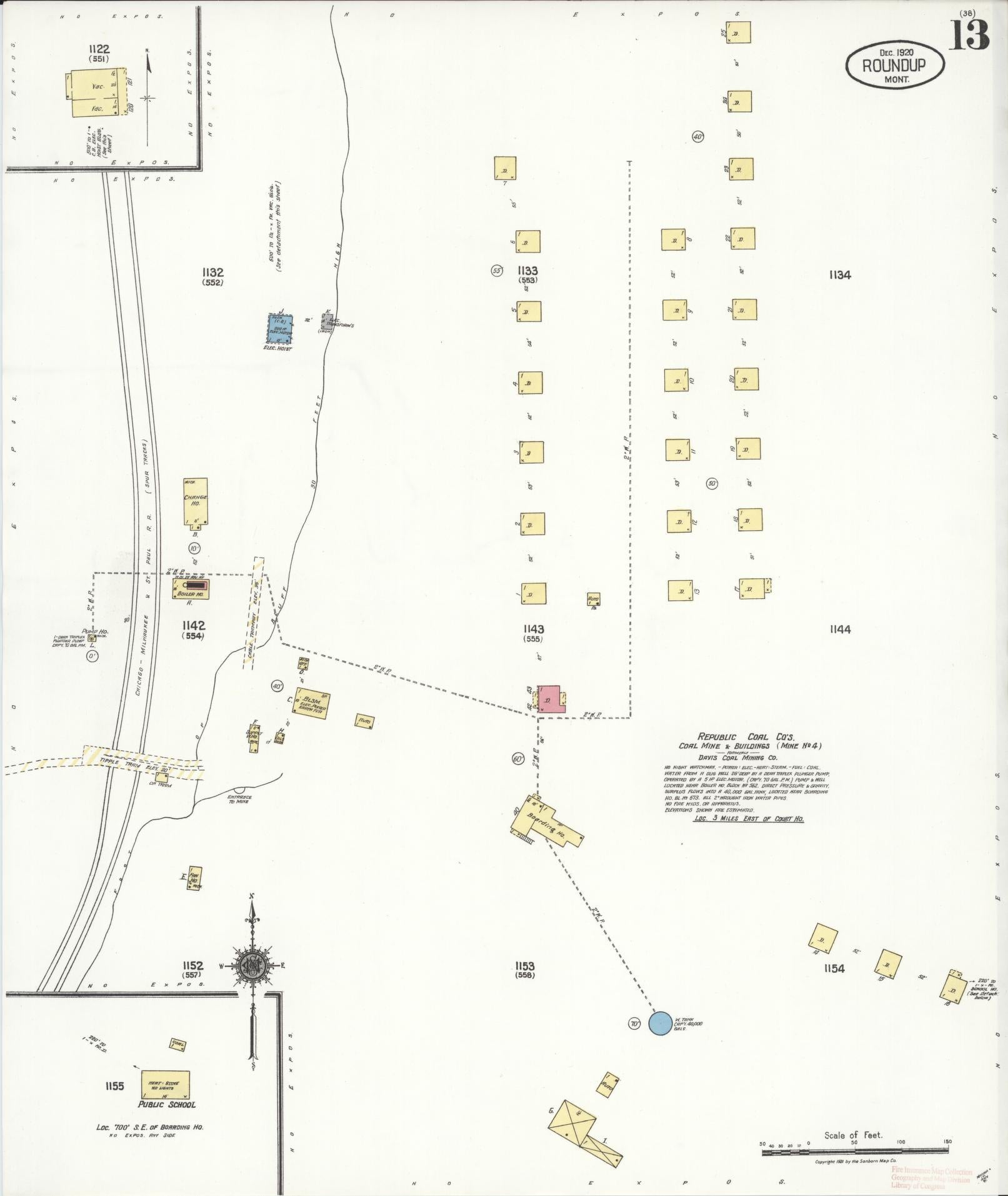 Sanborn Fire Insurance Map from Roundup, Musselshell County, Montana (1920), Sheet #0013 - Complete Map Set gallery image, historic Sanborn map, vintage wall art, Montana Montana