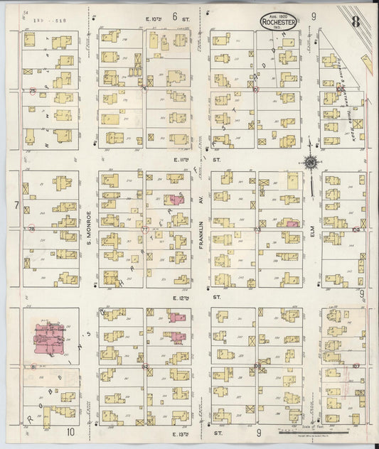 Sanborn Fire Insurance Map from Rochester, Fulton County, Indiana (1942), Sheet #0008 - Historic Sanborn Fire Insurance Map Print, vintage old map wall art, antique decor, genealogy gift, Indiana Indiana map
