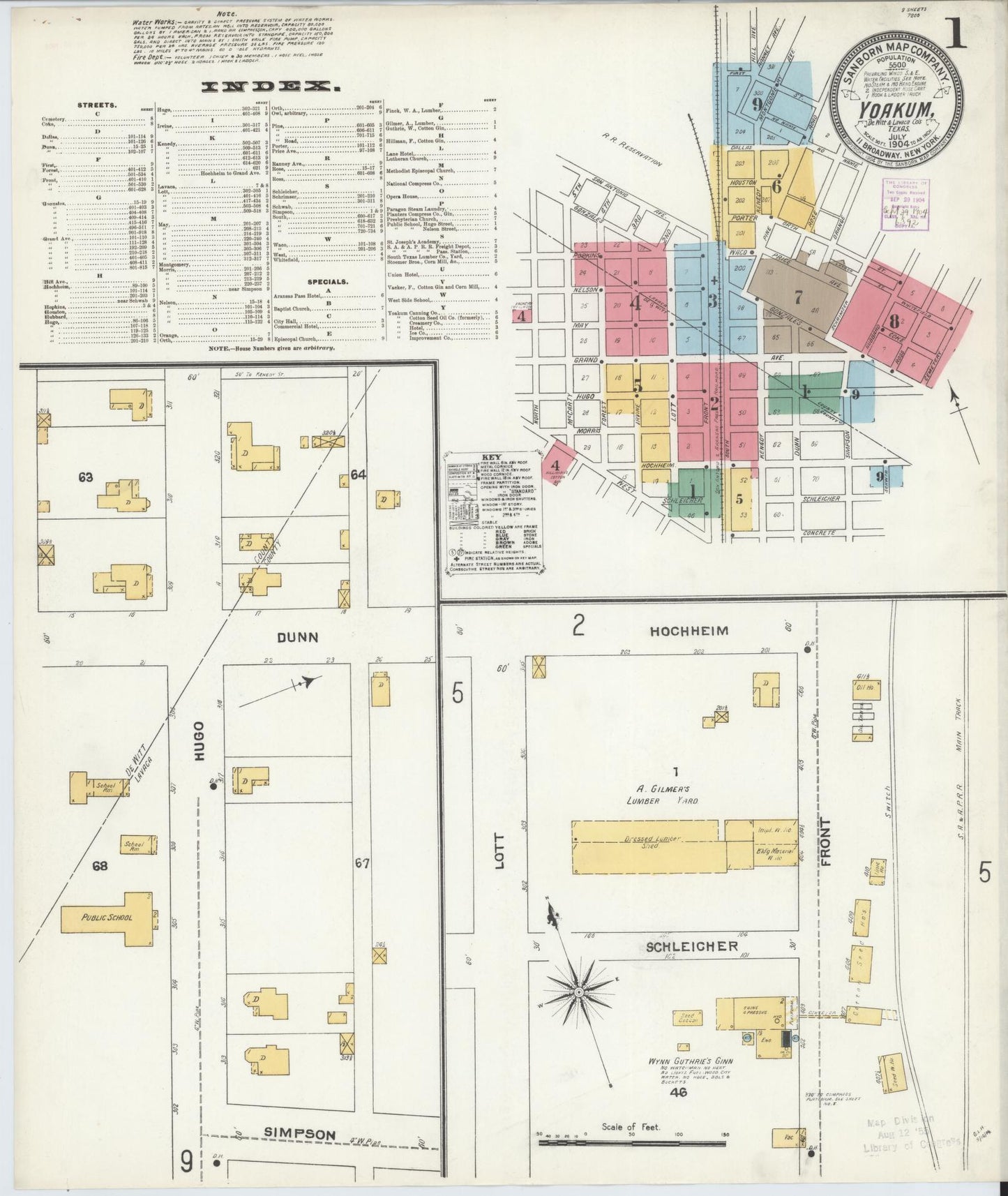 Sanborn Fire Insurance Map from Yoakum, De Witt And Lavaca Counties, Texas. (1904) – Historic Sanborn Fire Insurance Map Print