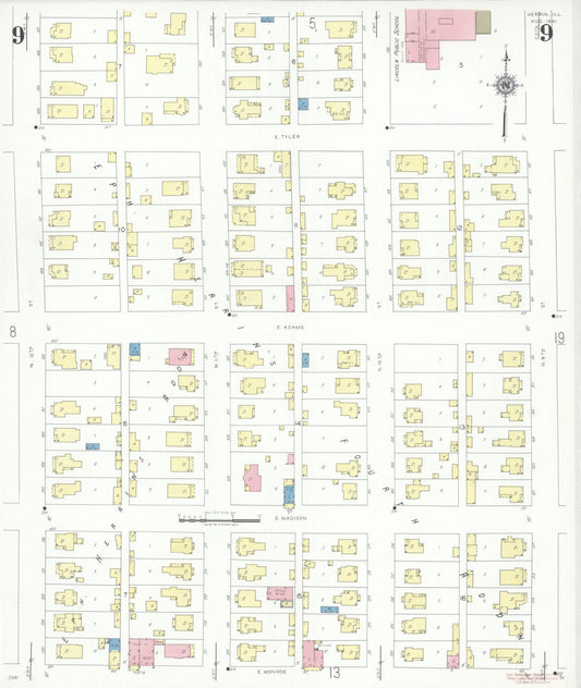 Sanborn Fire Insurance Map from Herrin, Williamson County, Illinois (1941), Sheet #0009 - Historic Sanborn Fire Insurance Map Print, vintage old map wall art, antique decor, genealogy gift, Illinois Illinois map