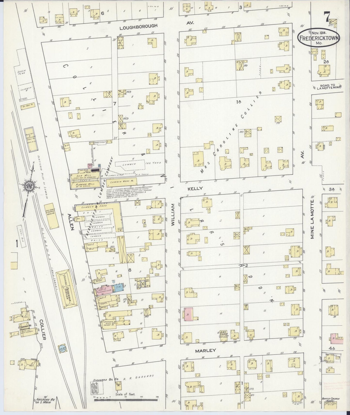 Sanborn Fire Insurance Map from Fredericktown, Madison County, Missouri (1914), Sheet #0007 - Complete Map Set gallery image, historic Sanborn map, vintage wall art, Missouri Missouri
