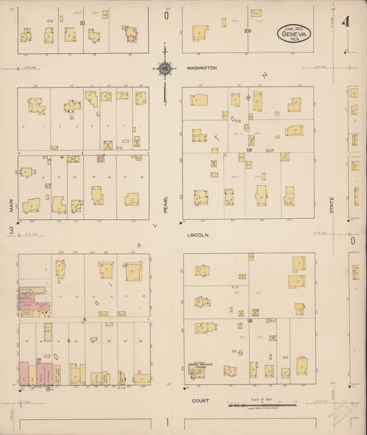Sanborn Fire Insurance Map from Geneva, Fillmore County, Nebraska (1922), Sheet #0004 - Historic Sanborn Fire Insurance Map Print, vintage old map wall art, antique decor, genealogy gift, Nebraska Nebraska map