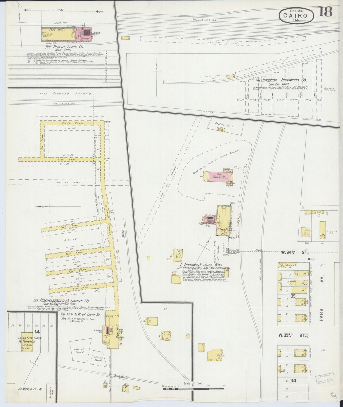 Sanborn Fire Insurance Map from Cairo, Alexander County, Illinois (1896), Sheet #0018 - Complete Map Set gallery image, historic Sanborn map, vintage wall art, Illinois Illinois