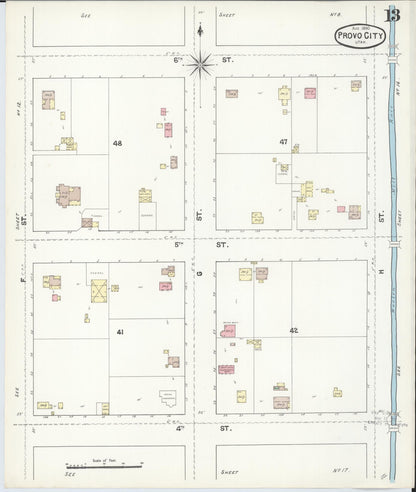 Sanborn Fire Insurance Map from Provo, Utah County, Utah (1890), Sheet #0013 - Complete Map Set gallery image, historic Sanborn map, vintage wall art, Provo Utah