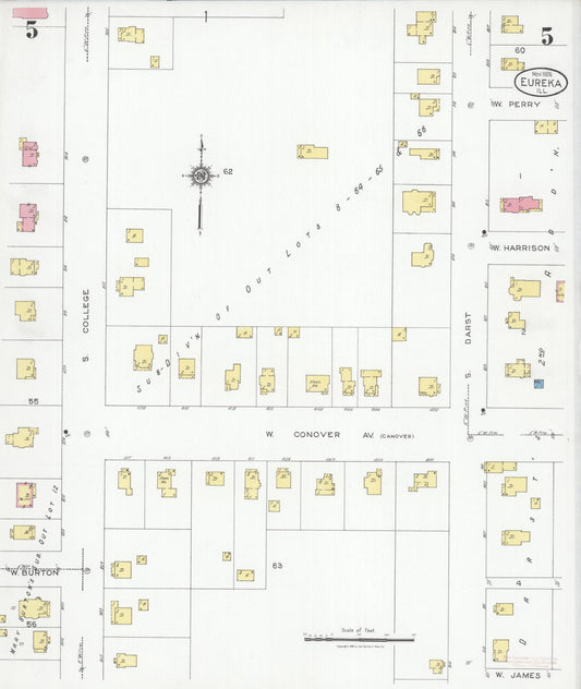 Sanborn Fire Insurance Map from Eureka, Woodford County, Illinois (1926), Sheet #0005 - Historic Sanborn Fire Insurance Map Print, vintage old map wall art, antique decor, genealogy gift, Illinois Illinois map