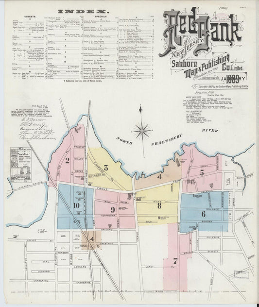 Sanborn Fire Insurance Map from Red Bank, Monmouth County, New Jersey. (1889) – Historic Sanborn Fire Insurance Map Print