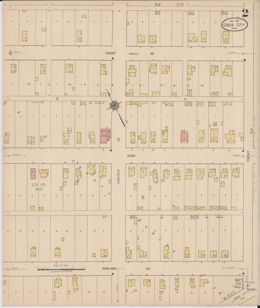 Sanborn Fire Insurance Map from Grove City, Franklin County, Ohio (1922), Sheet #0002 - Historic Sanborn Fire Insurance Map Print, vintage old map wall art, antique decor, genealogy gift, Ohio Ohio map