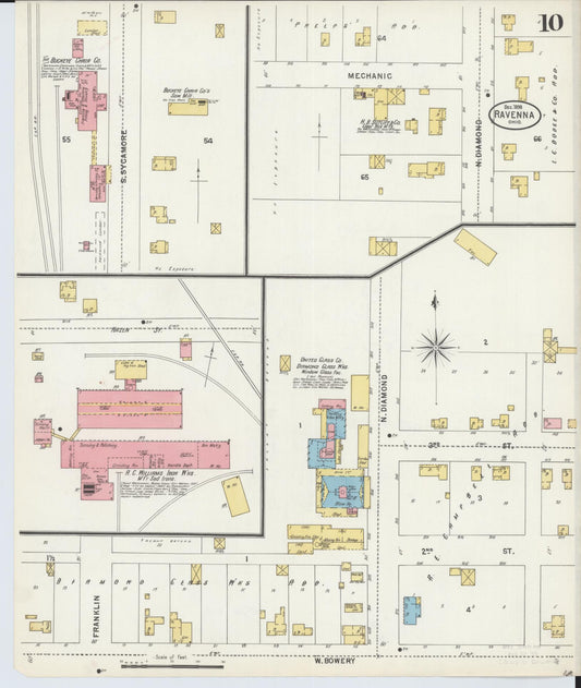 Sanborn Fire Insurance Map from Ravenna, Portage County, Ohio (1898), Sheet #0010 - Historic Sanborn Fire Insurance Map Print, vintage old map wall art, antique decor, genealogy gift, Ohio Ohio map