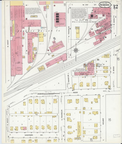 Sanborn Fire Insurance Map from Kewanee, Henry County, Illinois (1918), Sheet #0012 - Historic Sanborn Fire Insurance Map Print, vintage old map wall art, antique decor, genealogy gift, Illinois Illinois map