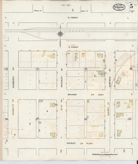Sanborn Fire Insurance Map from Strawn, Palo Pinto County, Texas (1944), Sheet #0005 - Historic Sanborn Fire Insurance Map Print, vintage old map wall art, antique decor, genealogy gift, Texas Texas map
