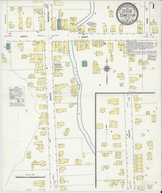 Sanborn Fire Insurance Map from Edmeston, Otsego County, New York (1910), Sheet #0001 - Complete Map Set gallery image, historic Sanborn map, vintage wall art, New York New York