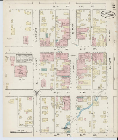 Sanborn Fire Insurance Map from Marysville, Union County, Ohio (1885), Sheet #0002 - Complete Map Set gallery image, historic Sanborn map, vintage wall art, Ohio Ohio