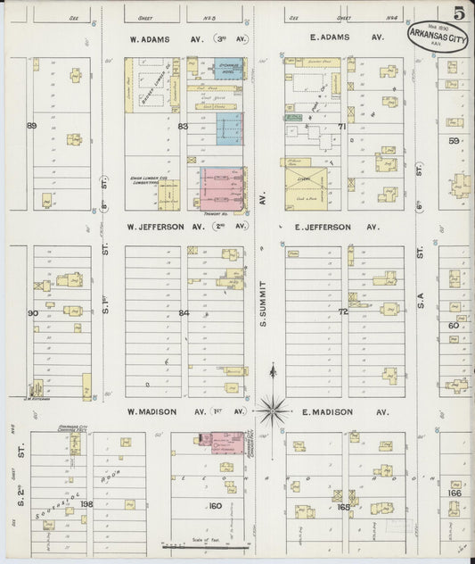 Sanborn Fire Insurance Map from Arkansas City, Cowley County, Kansas (1890), Sheet #0005 - Historic Sanborn Fire Insurance Map Print, vintage old map wall art, antique decor, genealogy gift, Kansas Kansas map