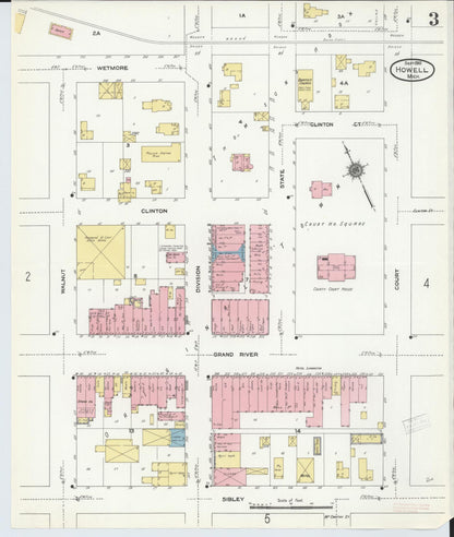 Sanborn Fire Insurance Map from Howell, Livingston County, Michigan (1910), Sheet #0003 - Complete Map Set gallery image, historic Sanborn map, vintage wall art, Michigan Michigan