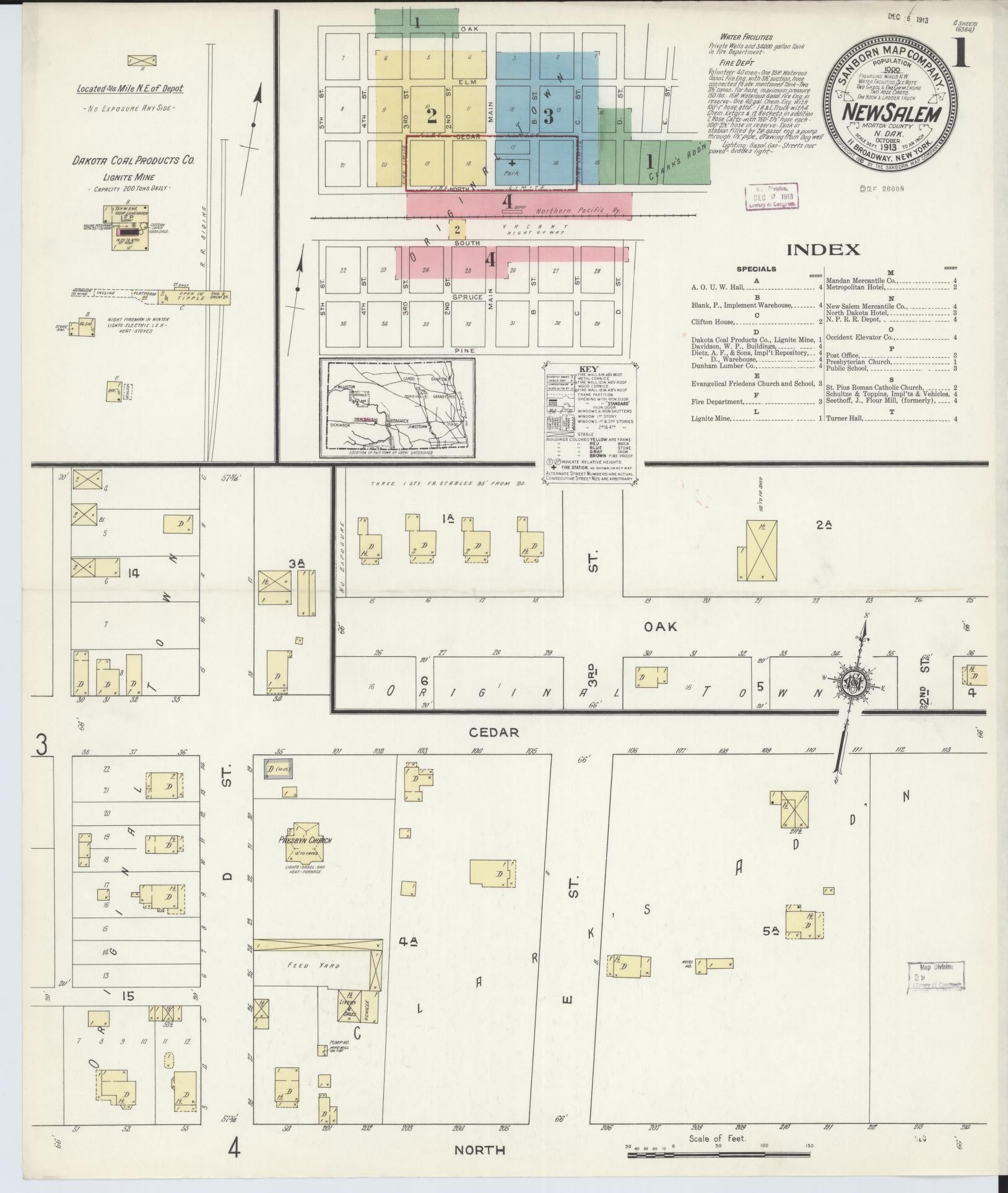 Sanborn Fire Insurance Map from New Salem, Morton County, North Dakota. (1913) – Historic Sanborn Fire Insurance Map Print
