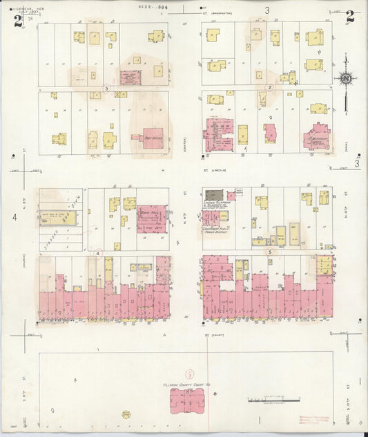 Sanborn Fire Insurance Map from Geneva, Fillmore County, Nebraska (1933), Sheet #0002 - Historic Sanborn Fire Insurance Map Print, vintage old map wall art, antique decor, genealogy gift, Nebraska Nebraska map