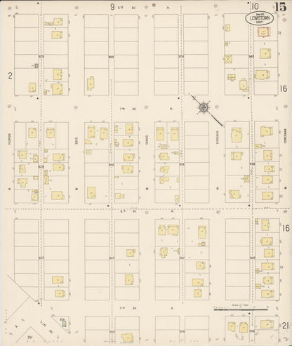 Sanborn Fire Insurance Map from Lewistown, Fergus County, Montana (1916), Sheet #0015 - Complete Map Set gallery image, historic Sanborn map, vintage wall art, Montana Montana