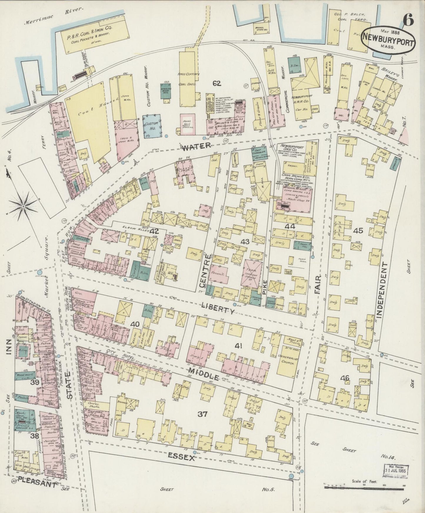 Sanborn Fire Insurance Map from Newburyport, Essex County, Massachusetts (1888), Sheet #0006 - Complete Map Set gallery image, historic Sanborn map, vintage wall art, Massachusetts Massachusetts