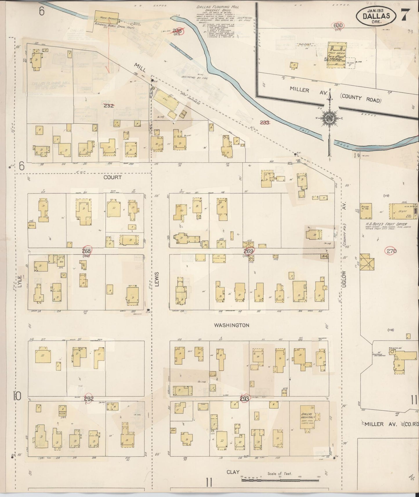 Sanborn Fire Insurance Map from Dallas, Polk County, Oregon (1939), Sheet #0007 - Complete Map Set gallery image, historic Sanborn map, vintage wall art, Oregon Oregon