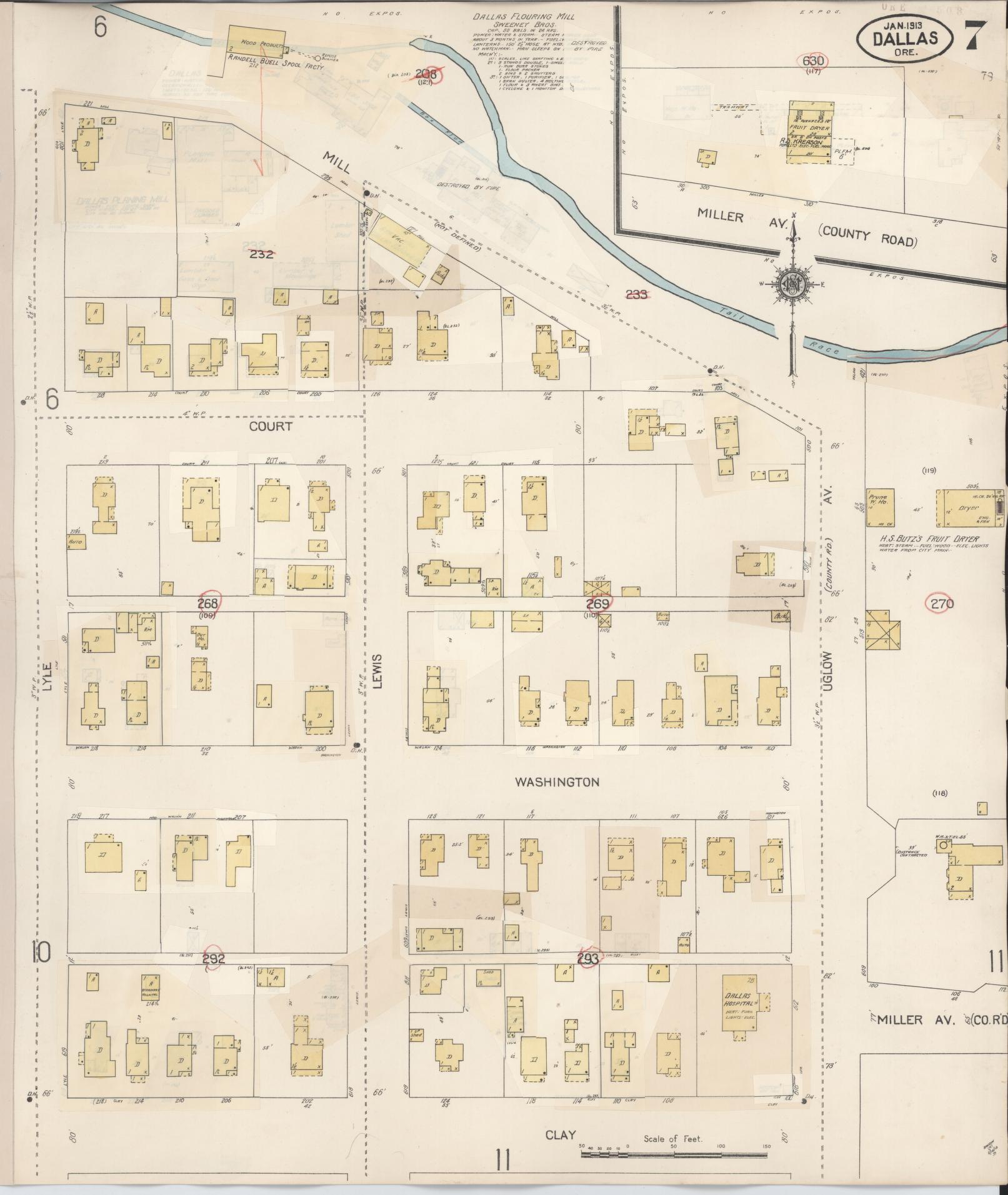 Sanborn Fire Insurance Map from Dallas, Polk County, Oregon (1939), Sheet #0007 - Complete Map Set gallery image, historic Sanborn map, vintage wall art, Oregon Oregon