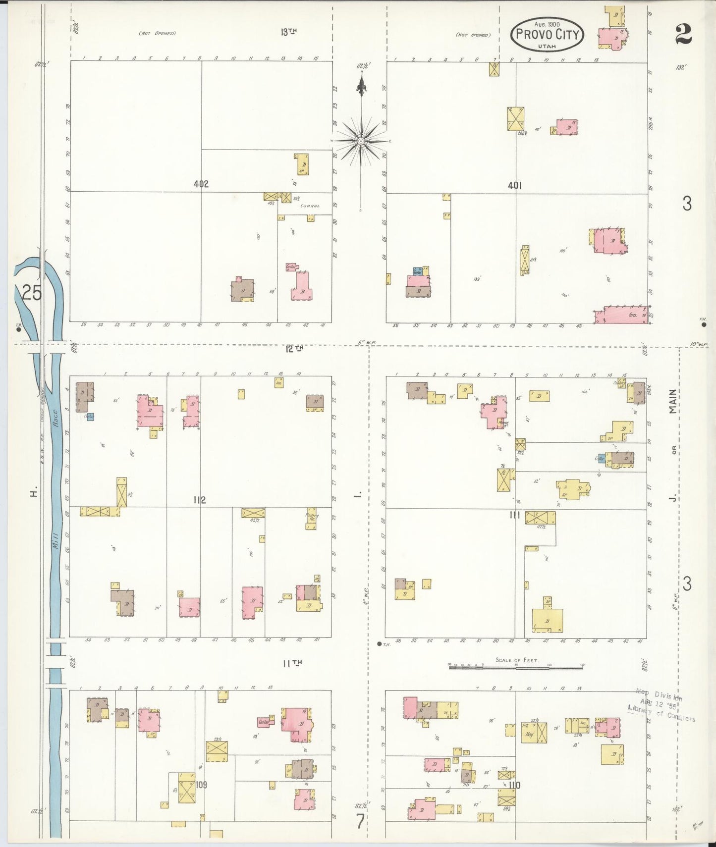 Sanborn Fire Insurance Map from Provo, Utah County, Utah (1900), Sheet #0002 - Complete Map Set gallery image, historic Sanborn map, vintage wall art, Provo Utah
