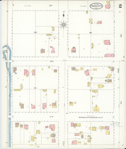 Sanborn Fire Insurance Map from Provo, Utah County, Utah (1900), Sheet #0002 - Complete Map Set gallery image, historic Sanborn map, vintage wall art, Provo Utah
