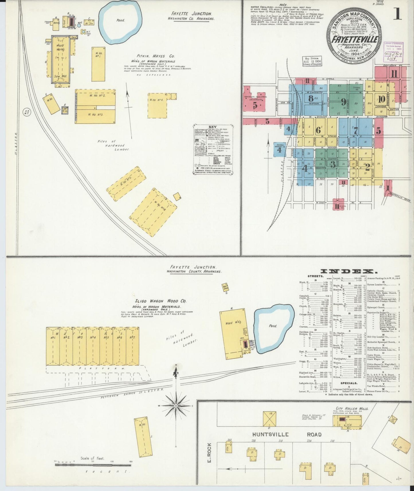 Sanborn Fire Insurance Map from Fayetteville, Washington County, Arkansas. (1904) – Historic Sanborn Fire Insurance Map Print